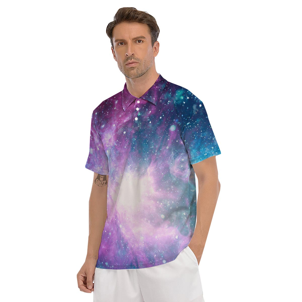 Abstract Galaxy Space Men's Golf Shirts-grizzshop