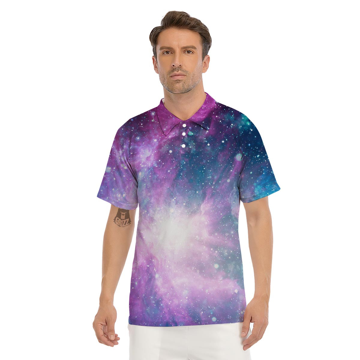 Abstract Galaxy Space Men's Golf Shirts-grizzshop