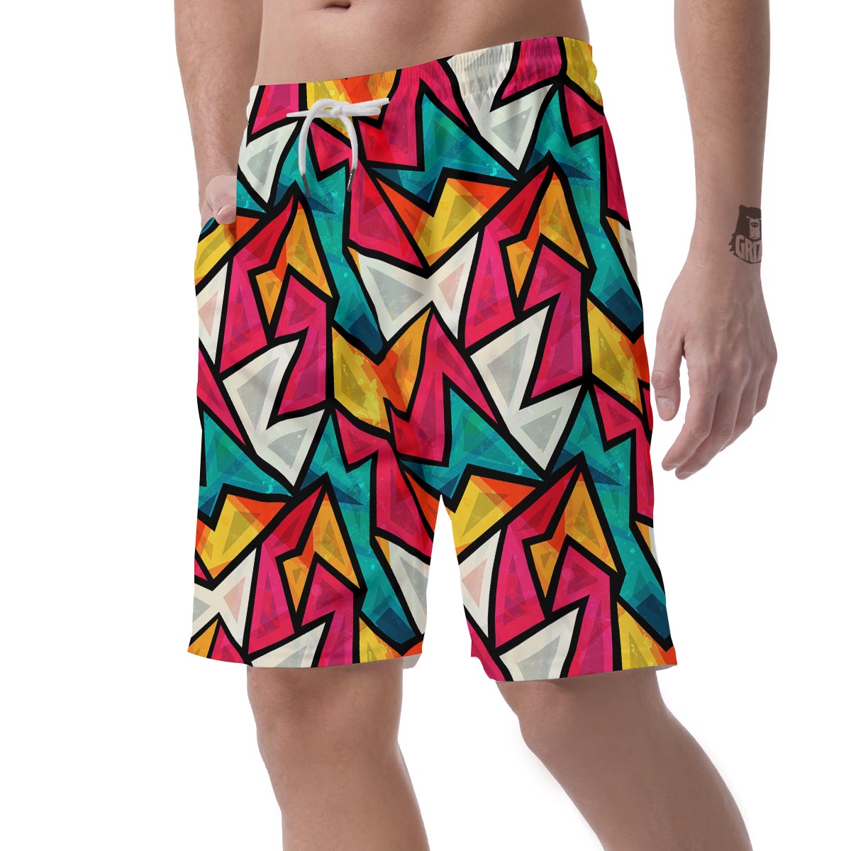 Abstract Geometric Colorful Men's Shorts-grizzshop