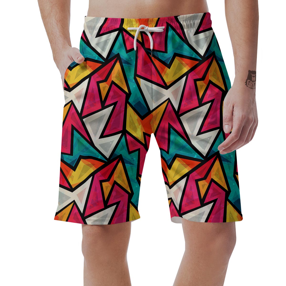 Abstract Geometric Colorful Men's Shorts-grizzshop