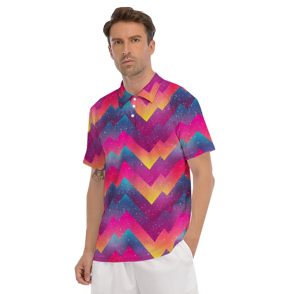 Abstract Geometric Grunge Men's Golf Shirts-grizzshop