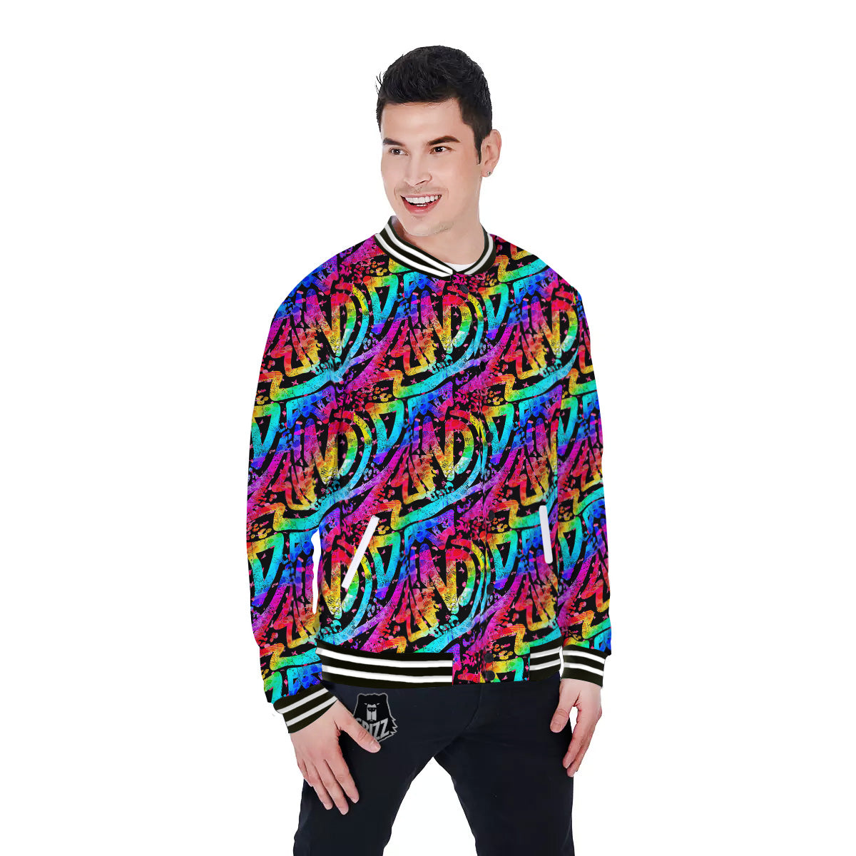 Abstract Graffiti Colorful Paint Print Pattern Baseball Jacket-grizzshop