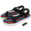 Abstract Graffiti Colorful Paint Print Pattern Black Open Toe Sandals-grizzshop