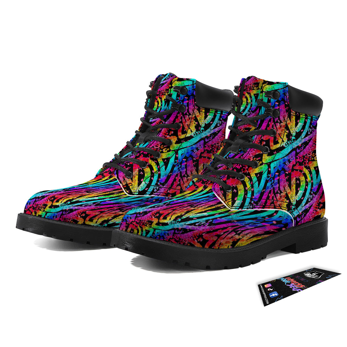 Abstract Graffiti Colorful Paint Print Pattern Boots-grizzshop