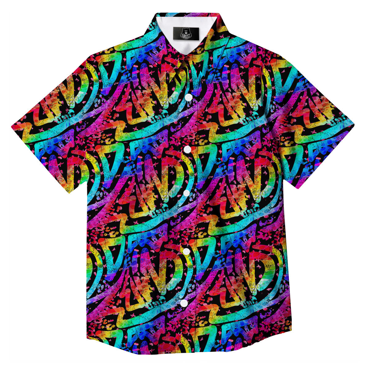 Abstract Graffiti Colorful Paint Print Pattern Button Up Shirt-grizzshop