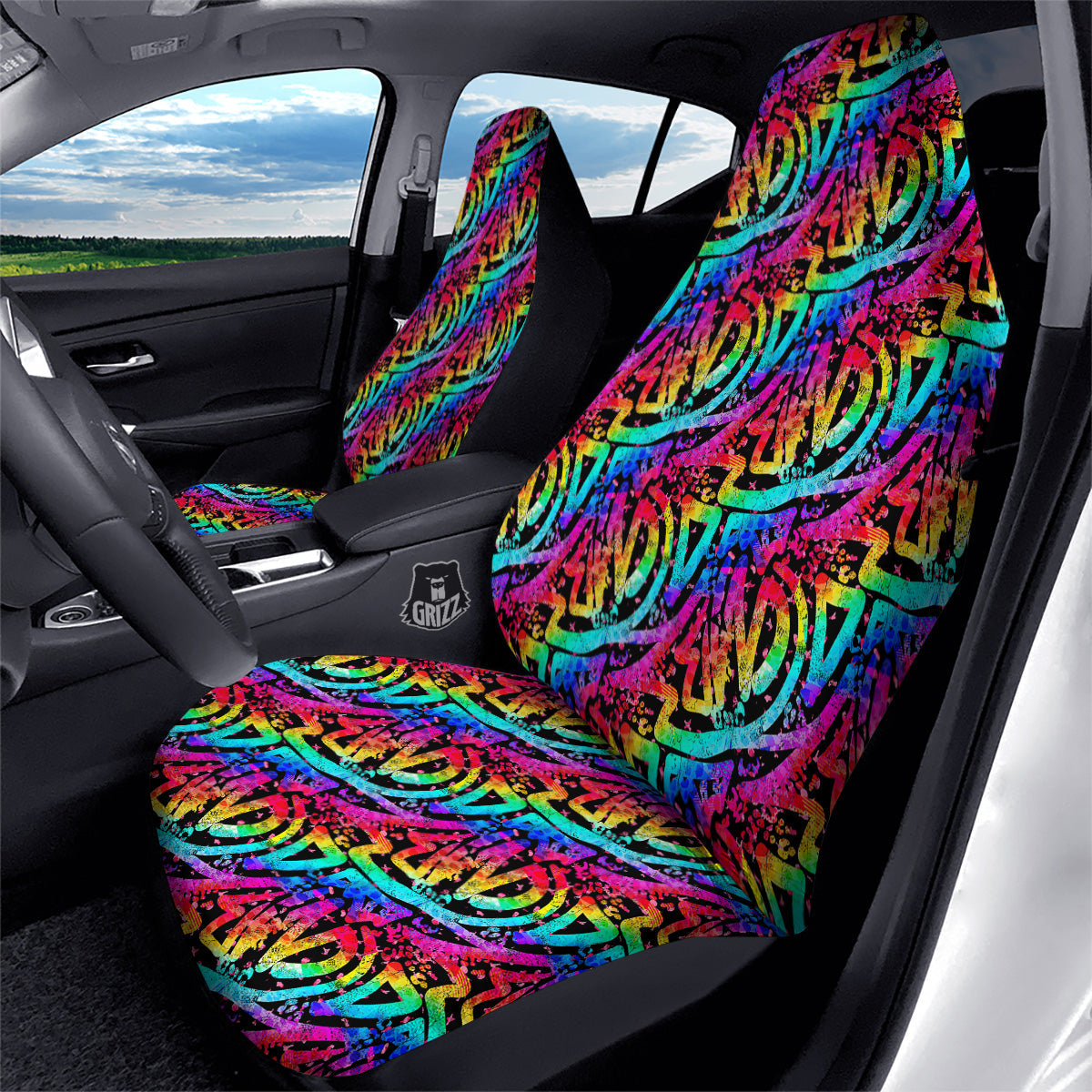 Abstract Graffiti Colorful Paint Print Pattern Car Seat Covers-grizzshop