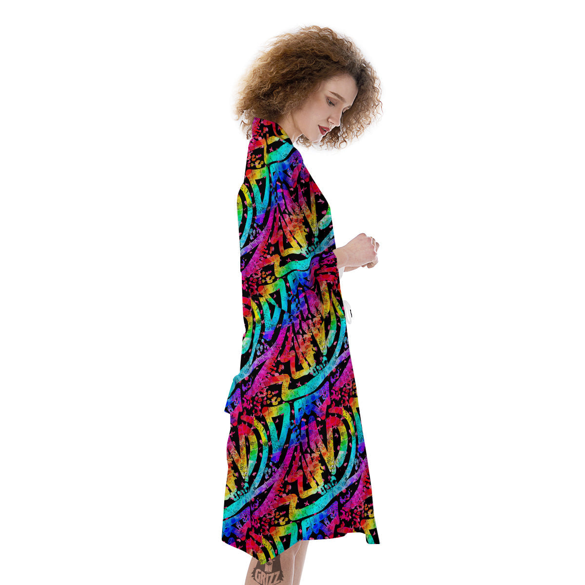 Abstract Graffiti Colorful Paint Print Pattern Kimono-grizzshop