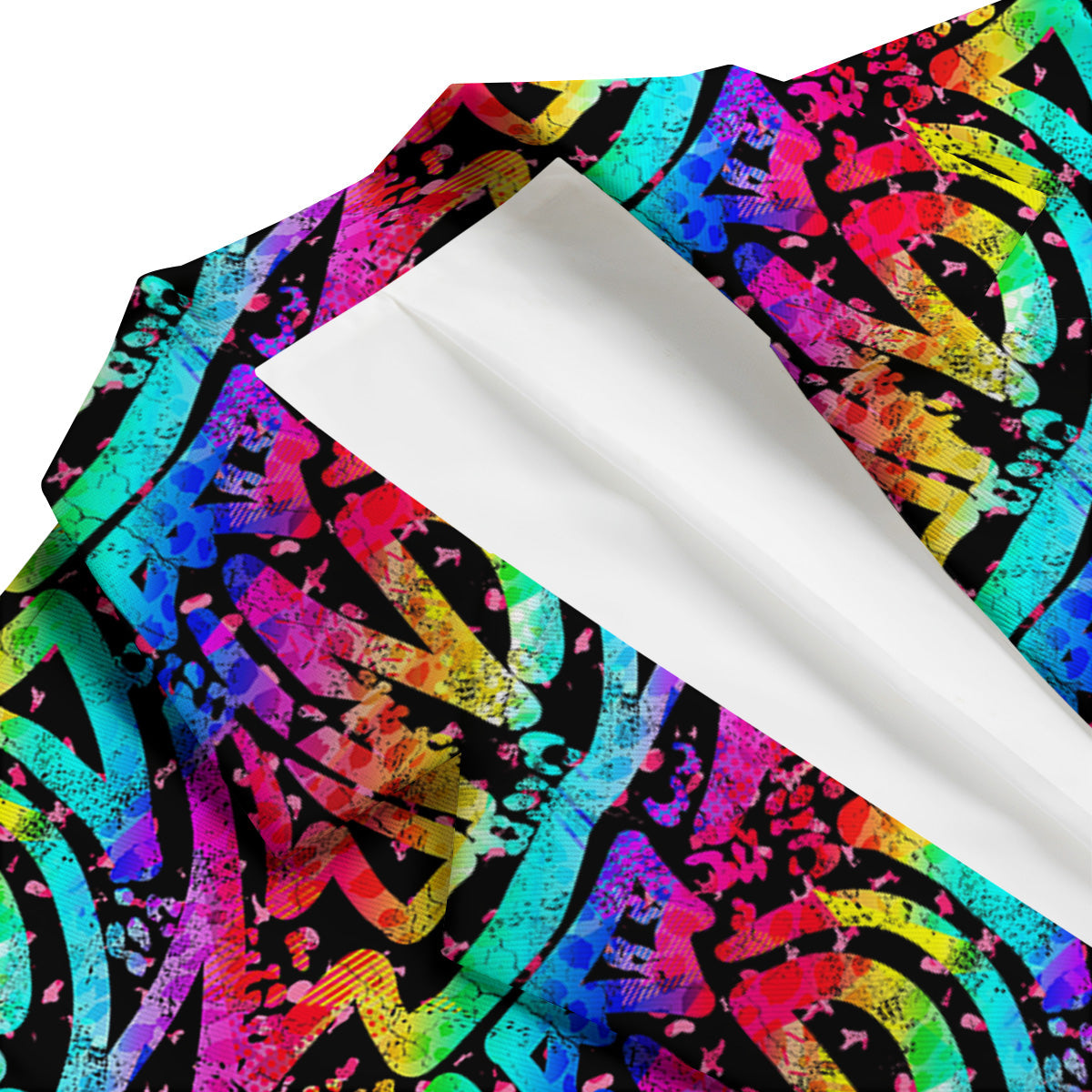 Abstract Graffiti Colorful Paint Print Pattern Men's Blazer-grizzshop