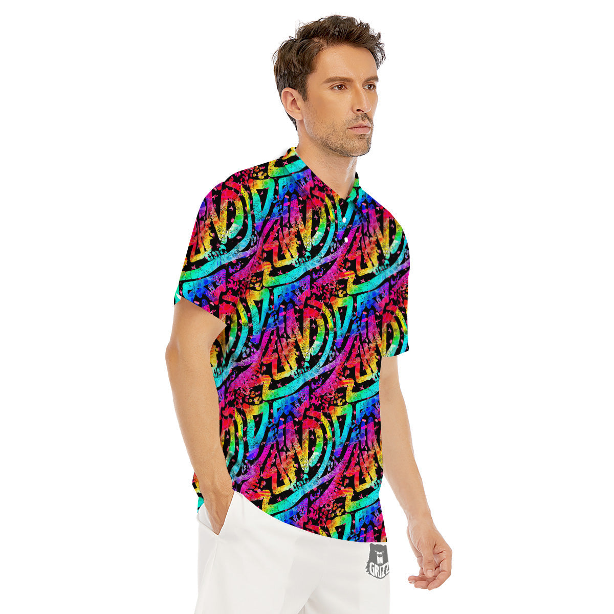 Abstract Graffiti Colorful Paint Print Pattern Men's Golf Shirts-grizzshop