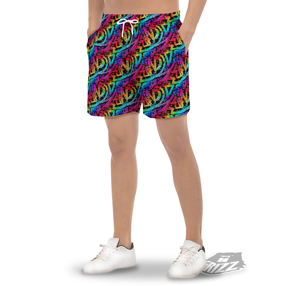 Abstract Graffiti Colorful Paint Print Pattern Men's Gym Shorts-grizzshop