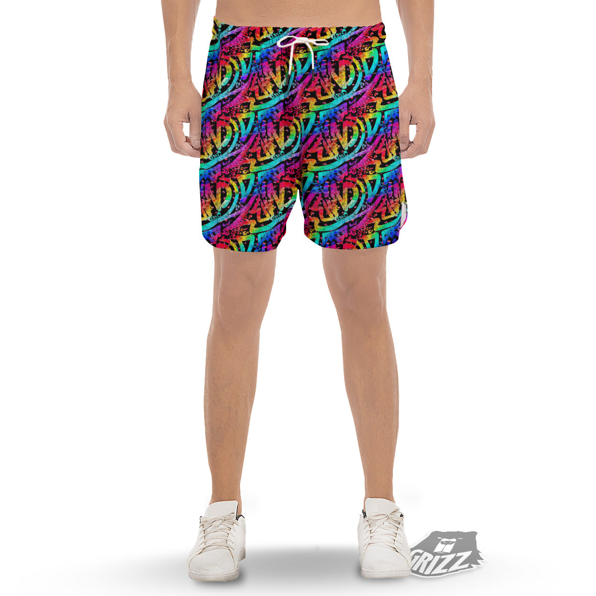 Abstract Graffiti Colorful Paint Print Pattern Men's Gym Shorts-grizzshop