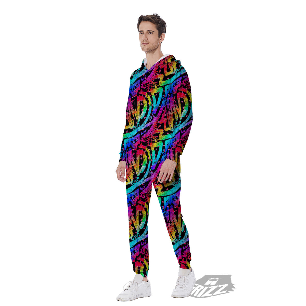 Abstract Graffiti Colorful Paint Print Pattern Men's Jumpsuit-grizzshop