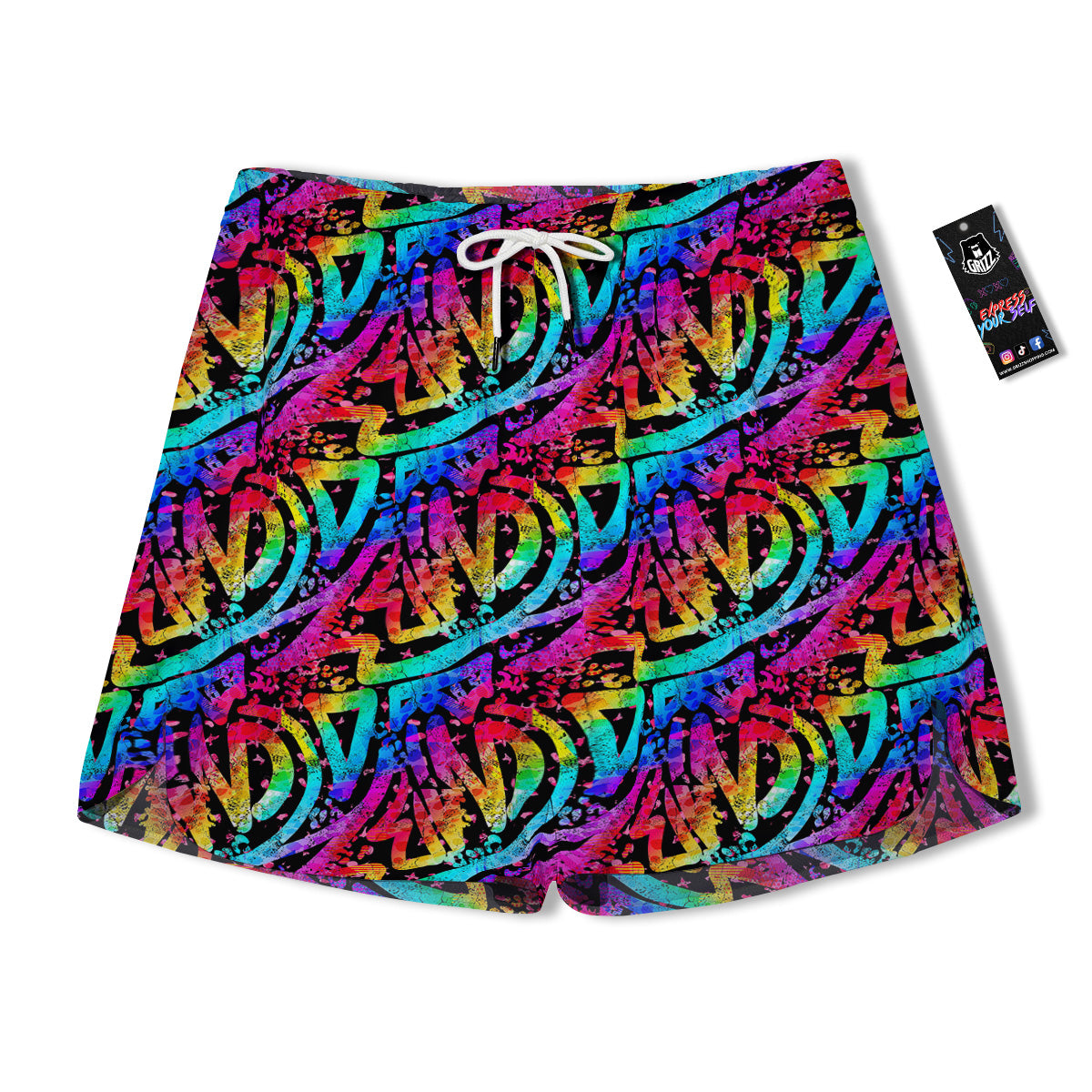 Abstract Graffiti Colorful Paint Print Pattern Men's Running Shorts-grizzshop