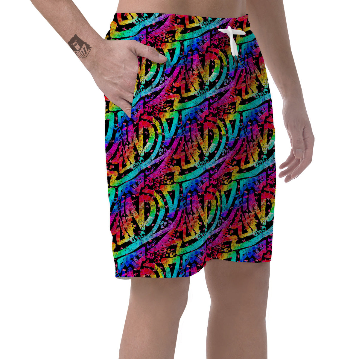 Abstract Graffiti Colorful Paint Print Pattern Men's Shorts-grizzshop
