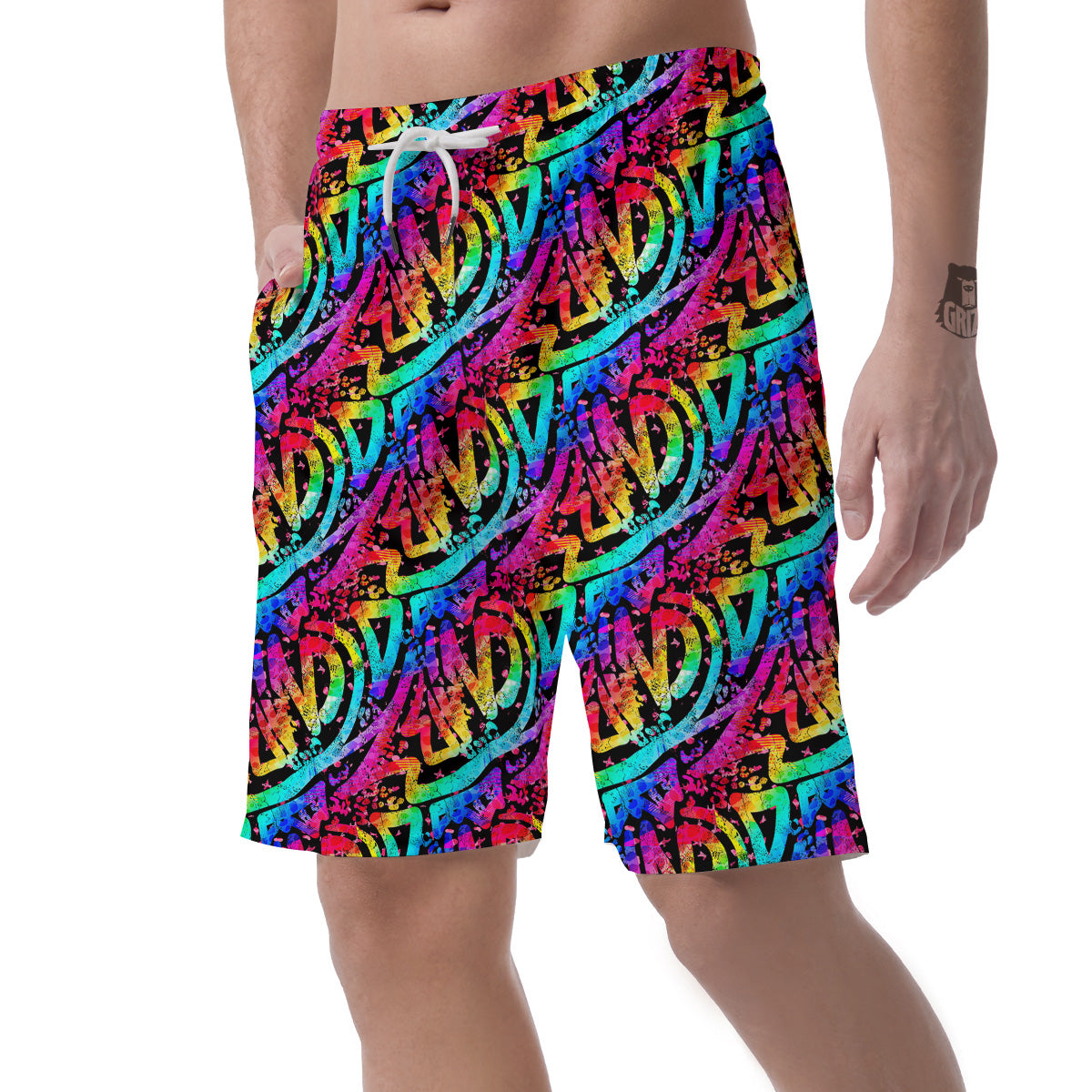 Abstract Graffiti Colorful Paint Print Pattern Men's Shorts-grizzshop