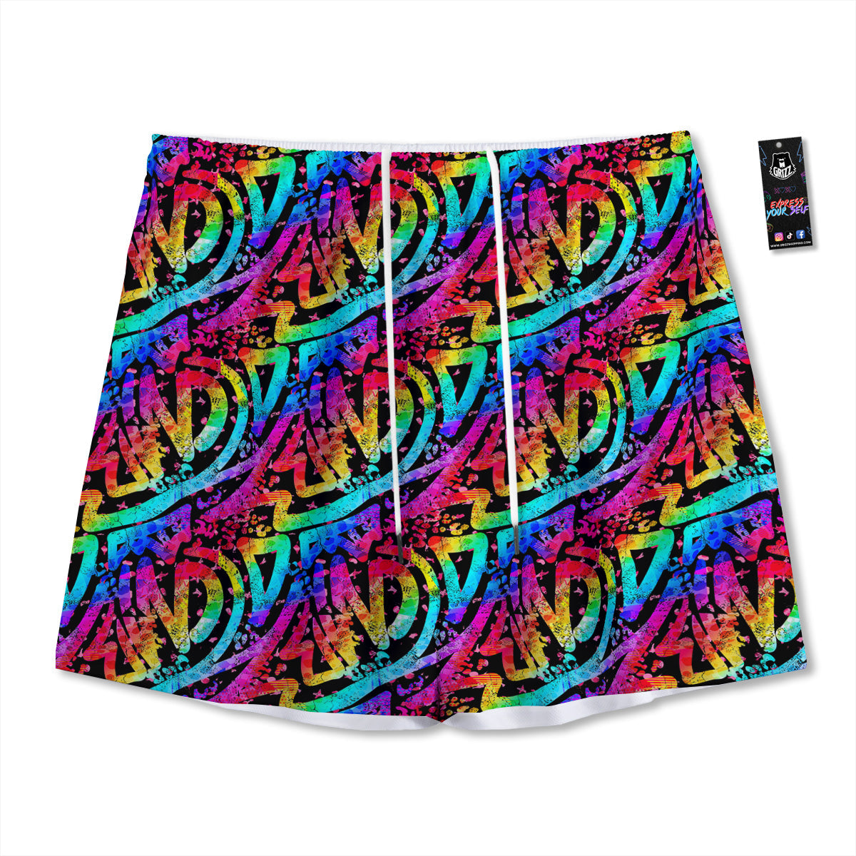 All Seeing Eye Gold Print Mesh Shorts