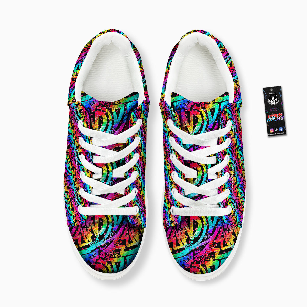 Abstract Graffiti Colorful Paint Print Pattern Platform Shoes-grizzshop