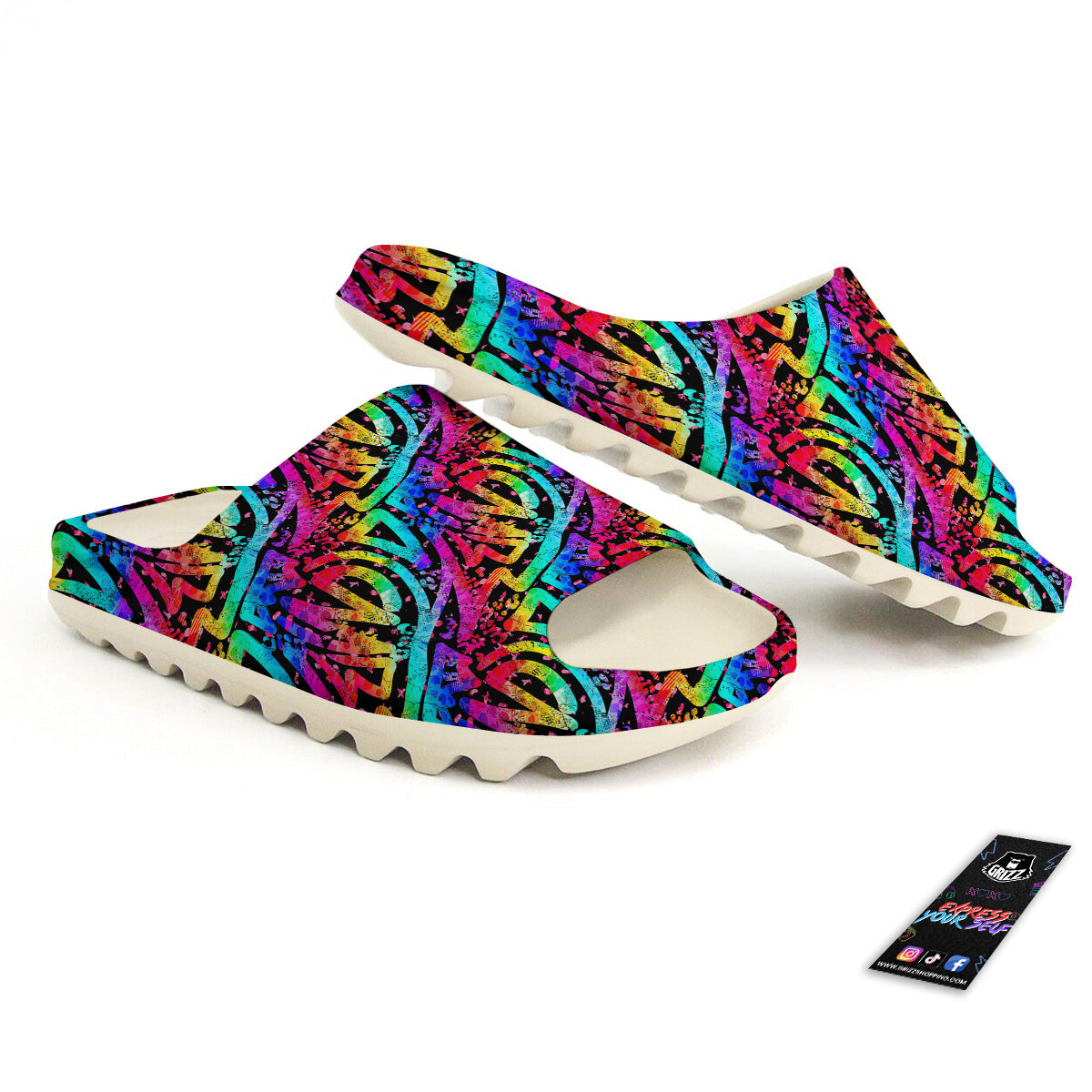 Abstract Graffiti Colorful Paint Print Pattern Sandals-grizzshop