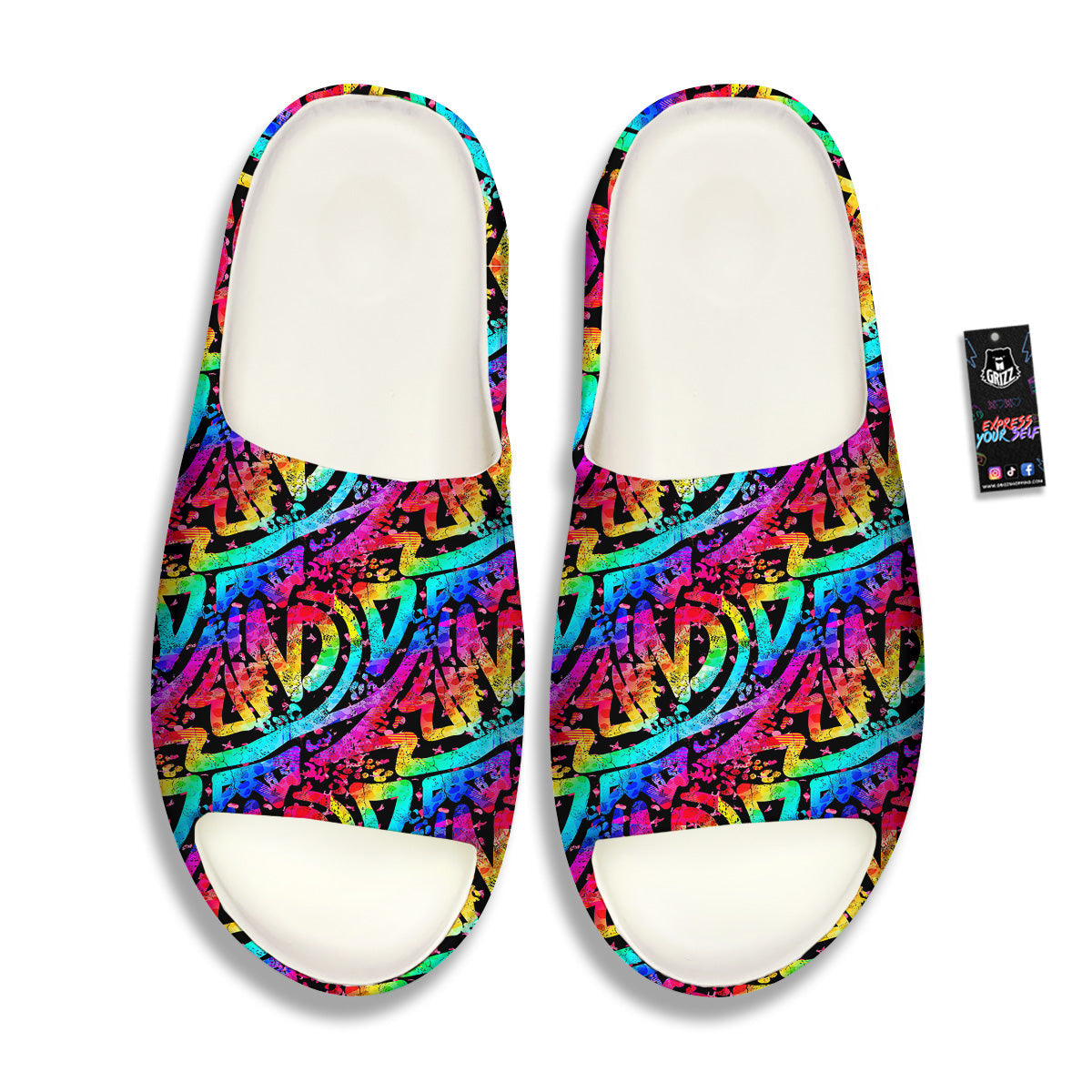 Abstract Graffiti Colorful Paint Print Pattern Sandals-grizzshop