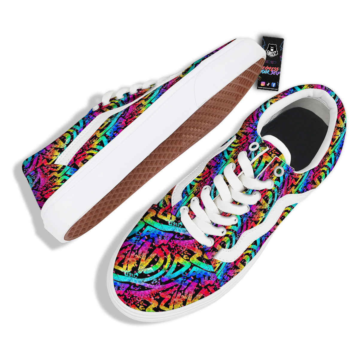 Abstract Graffiti Colorful Paint Print Pattern Skate Shoes-grizzshop