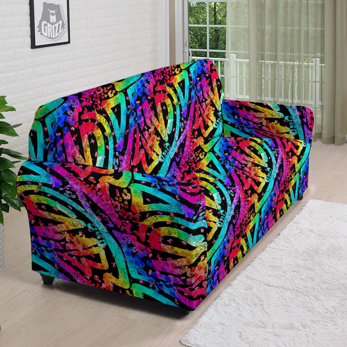 Abstract Graffiti Colorful Paint Print Pattern Sofa Cover-grizzshop