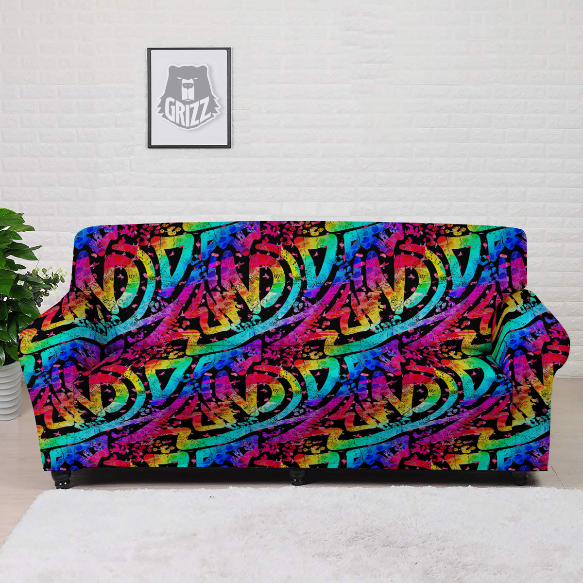 Abstract Graffiti Colorful Paint Print Pattern Sofa Cover-grizzshop