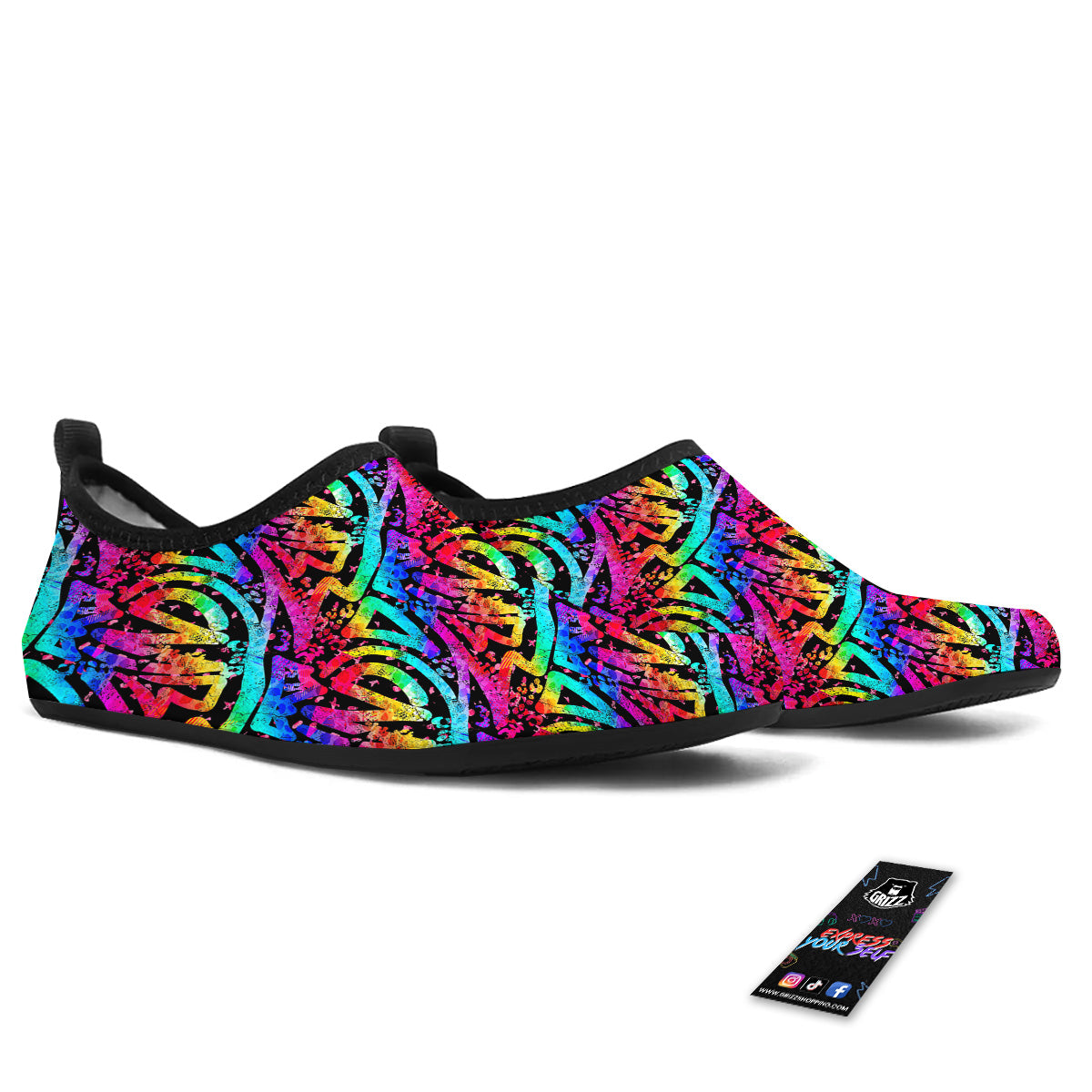 Abstract Graffiti Colorful Paint Print Pattern Water Shoes-grizzshop