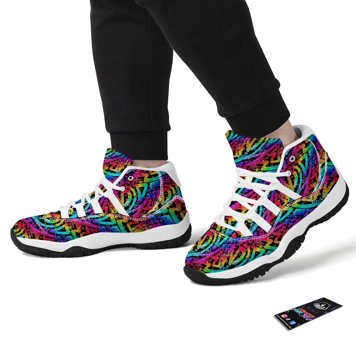 Abstract Graffiti Colorful Paint Print Pattern White Bball Shoes-grizzshop
