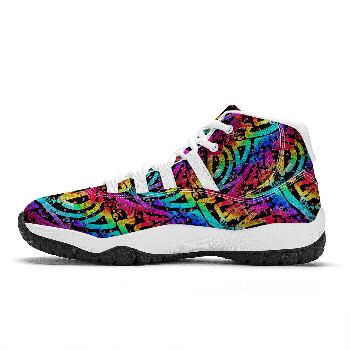 Abstract Graffiti Colorful Paint Print Pattern White Bball Shoes-grizzshop