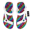 Abstract Graffiti Colorful Paint Print Pattern White Open Toe Sandals-grizzshop