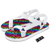 Abstract Graffiti Colorful Paint Print Pattern White Open Toe Sandals-grizzshop