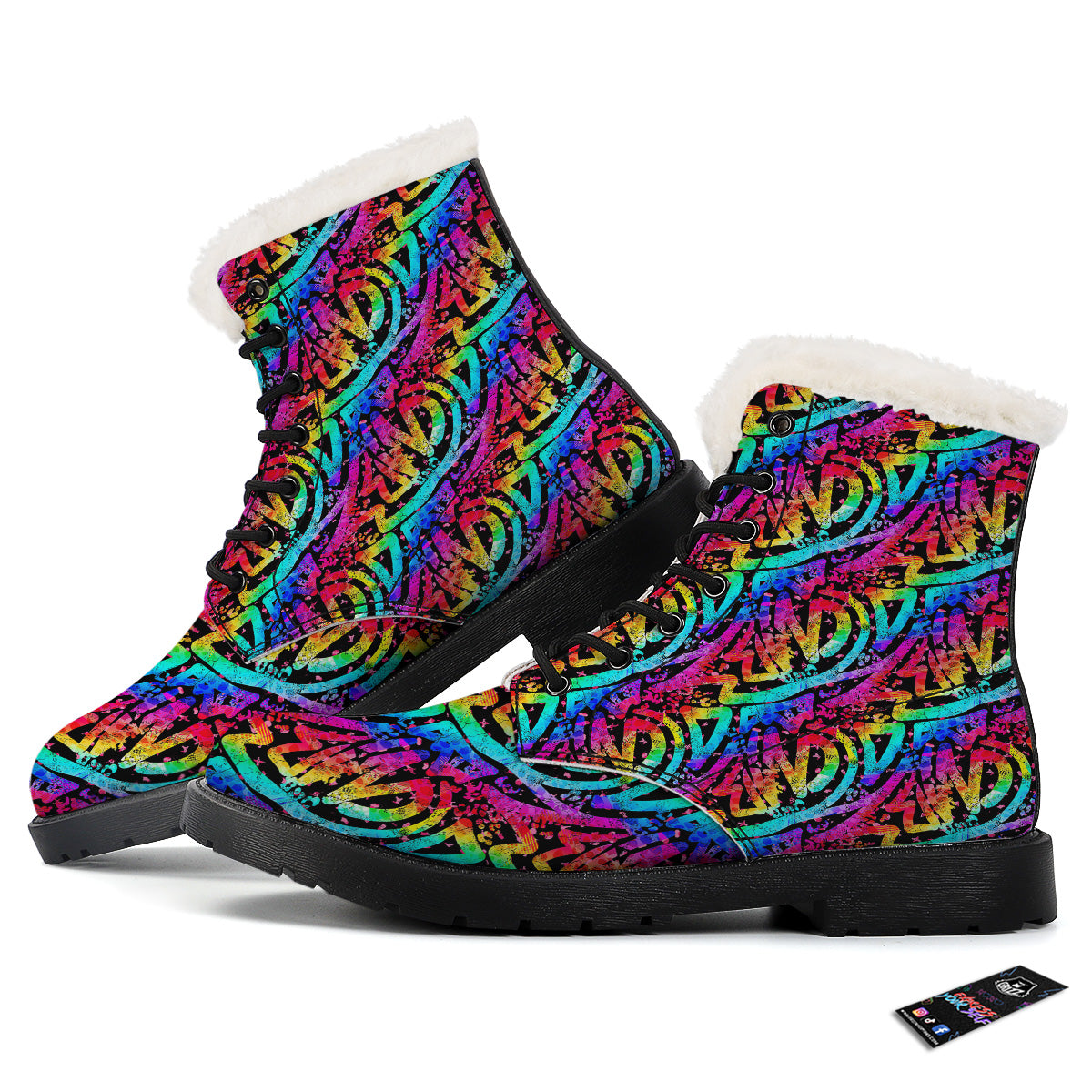 Abstract Graffiti Colorful Paint Print Pattern Winter Boots-grizzshop