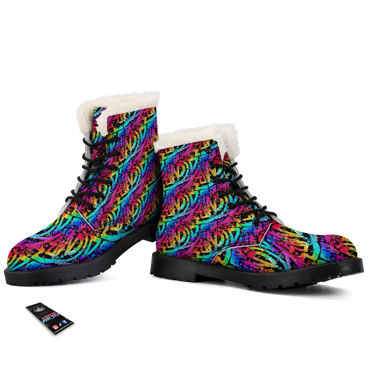 Abstract Graffiti Colorful Paint Print Pattern Winter Boots-grizzshop