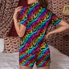 Abstract Graffiti Colorful Paint Print Pattern Women Silk Pajamas-grizzshop