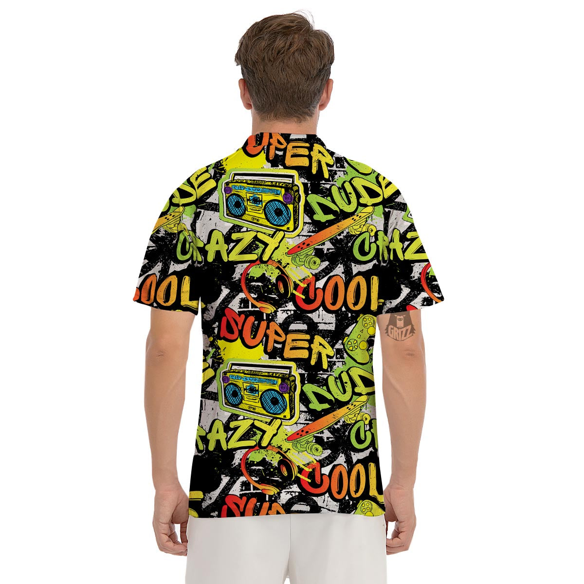 Abstract Graffiti Drips Print Men's Golf Shirts-grizzshop