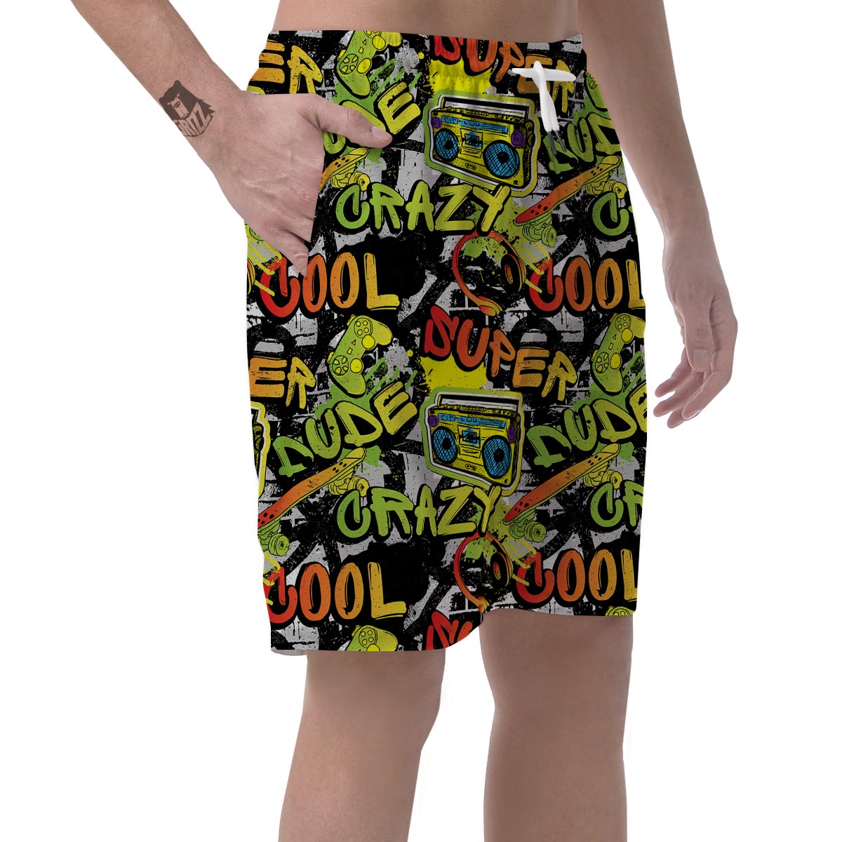 Abstract Graffiti Drips Print Men's Shorts-grizzshop