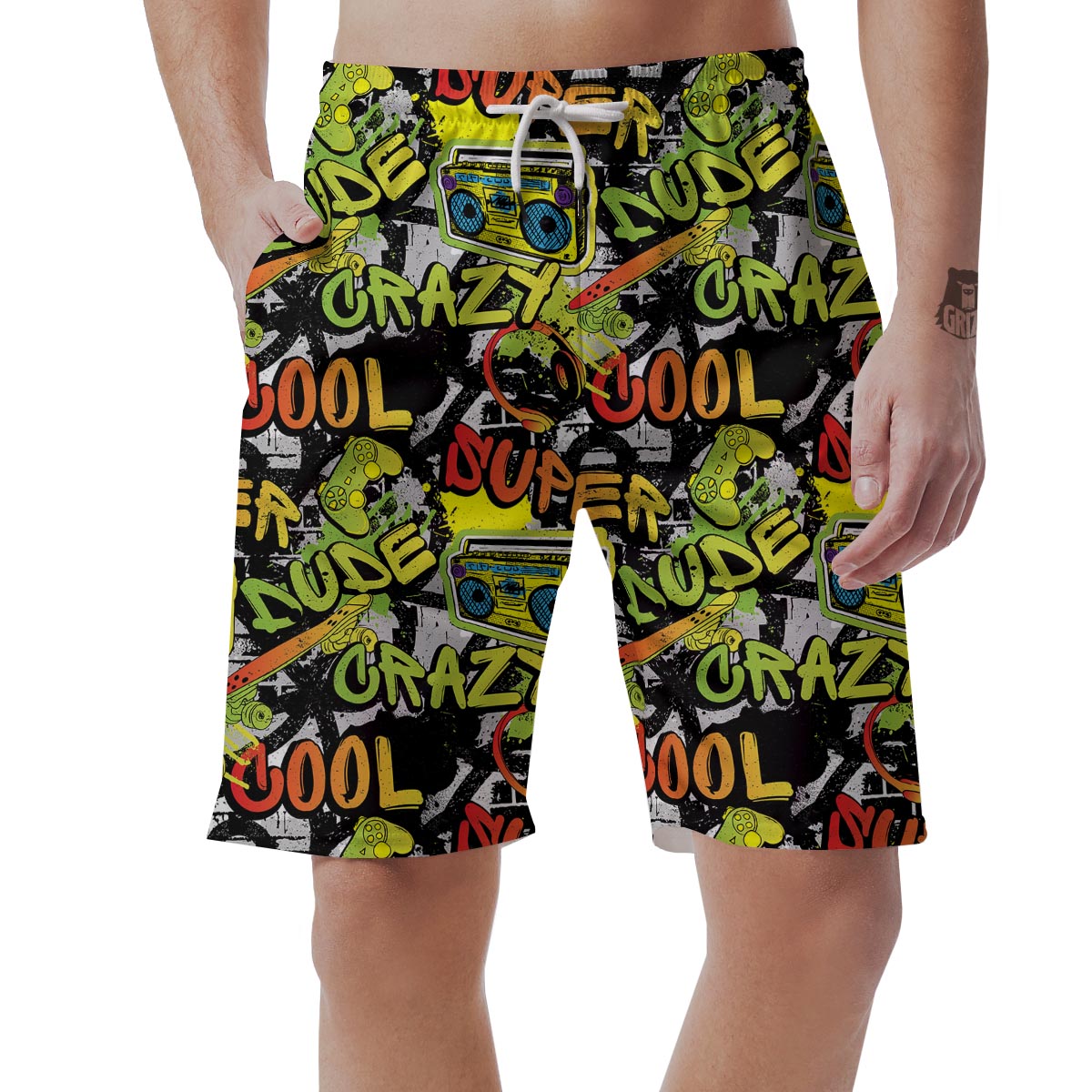 Abstract Graffiti Drips Print Men's Shorts-grizzshop