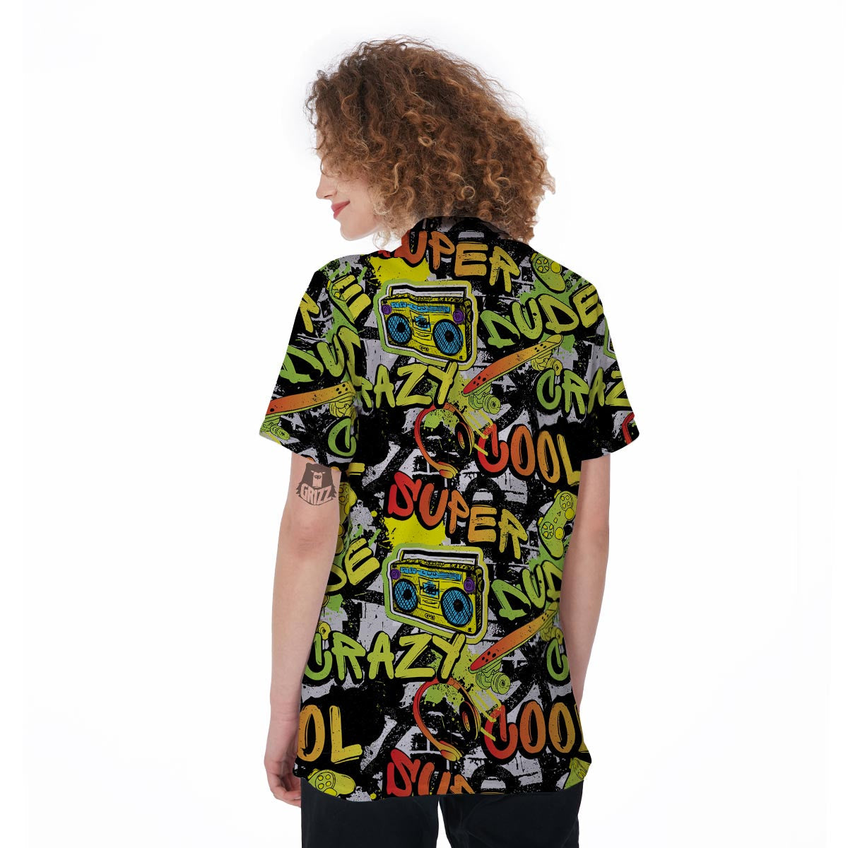 Abstract Graffiti Drips Print Women's Golf Shirts-grizzshop