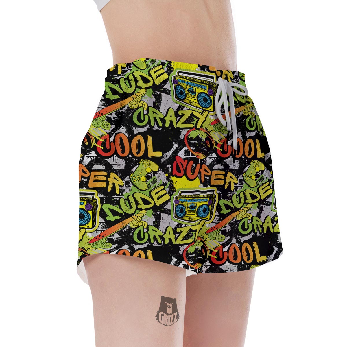 Abstract Graffiti Drips Print Women's Shorts-grizzshop