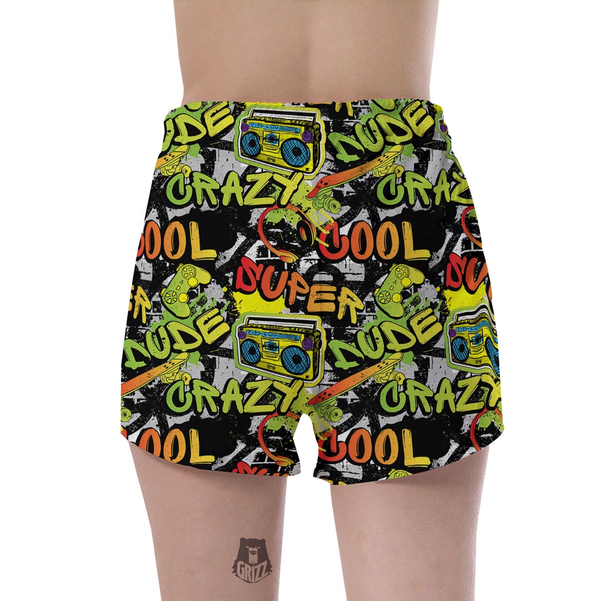 Abstract Graffiti Drips Print Women's Shorts-grizzshop