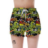 Abstract Graffiti Drips Print Women's Shorts-grizzshop