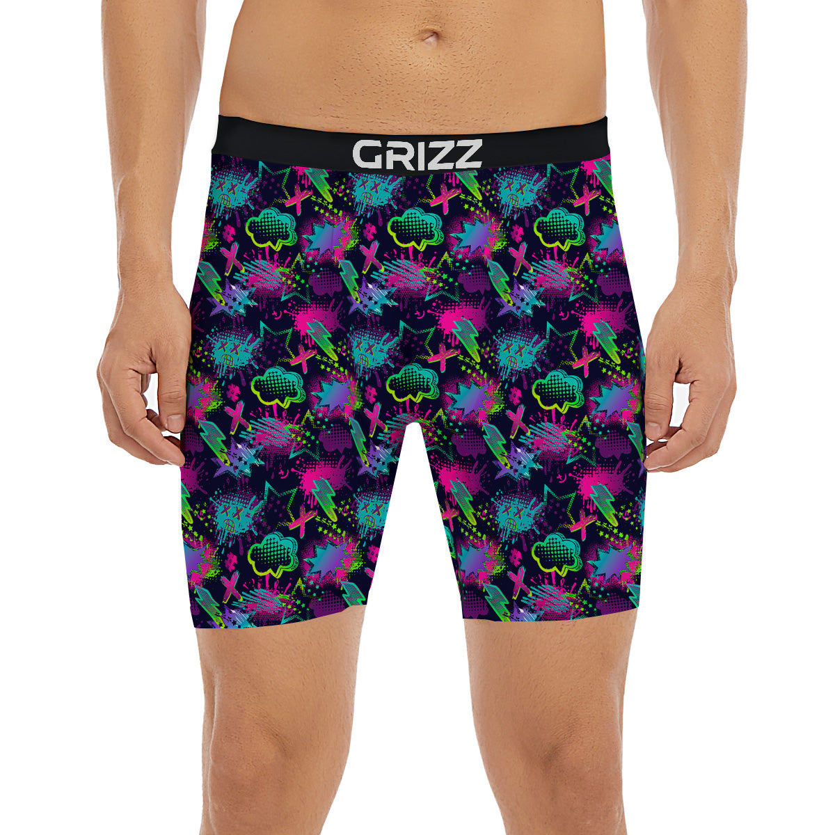 Abstract Graffiti Emoji Print Pattern Boxer Briefs-grizzshop