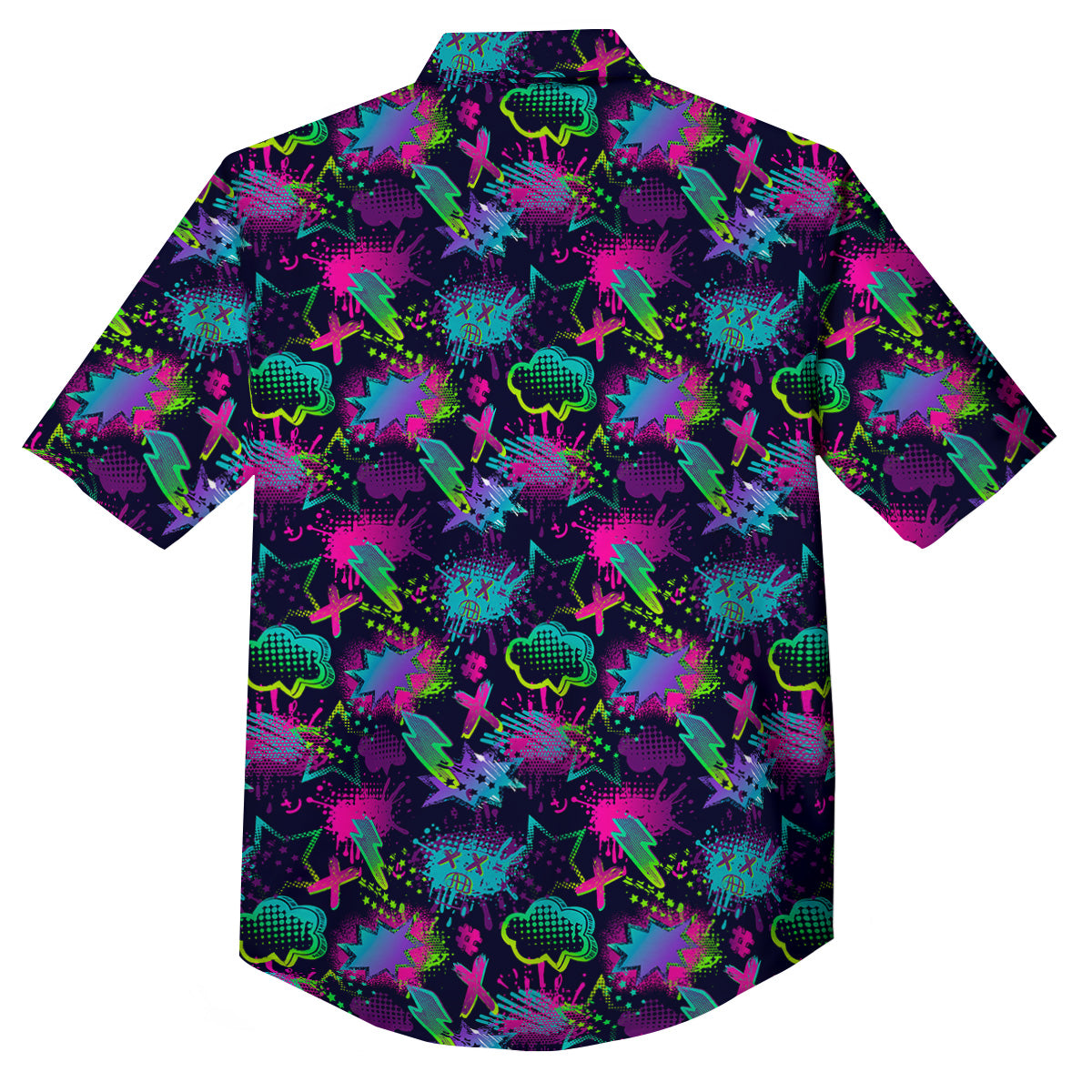 Abstract Graffiti Emoji Print Pattern Button Up Shirt-grizzshop