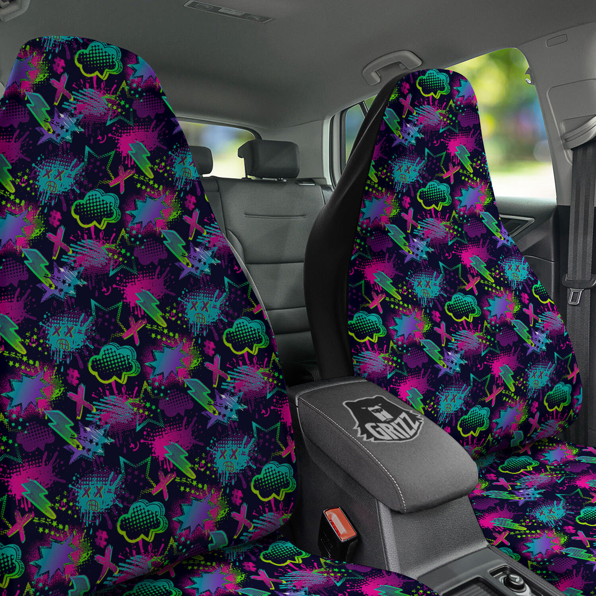 Abstract Graffiti Emoji Print Pattern Car Seat Covers-grizzshop