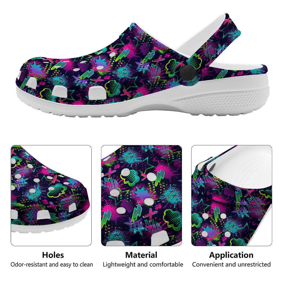 Abstract Graffiti Emoji Print Pattern Clog-grizzshop