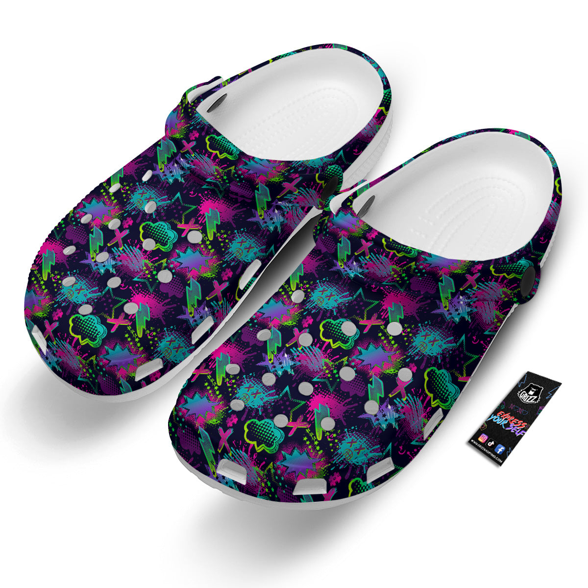 Abstract Graffiti Emoji Print Pattern Clog-grizzshop