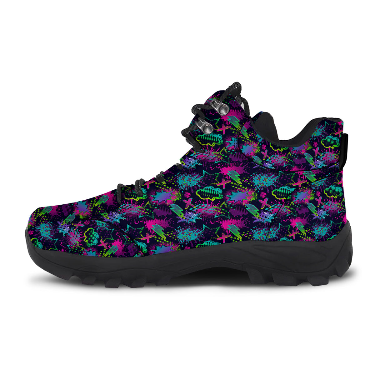 Abstract Graffiti Emoji Print Pattern Hiking Shoes-grizzshop