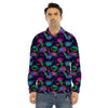 Abstract Graffiti Emoji Print Pattern Men's Dress Shirts-grizzshop