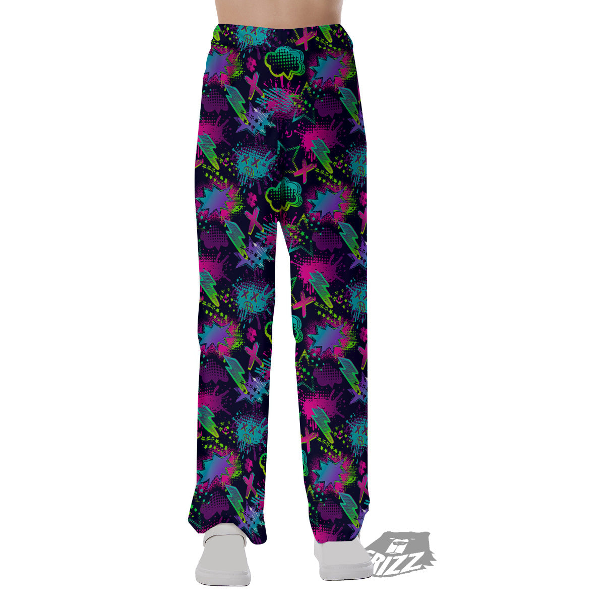 Abstract Graffiti Emoji Print Pattern Pajama Pants-grizzshop