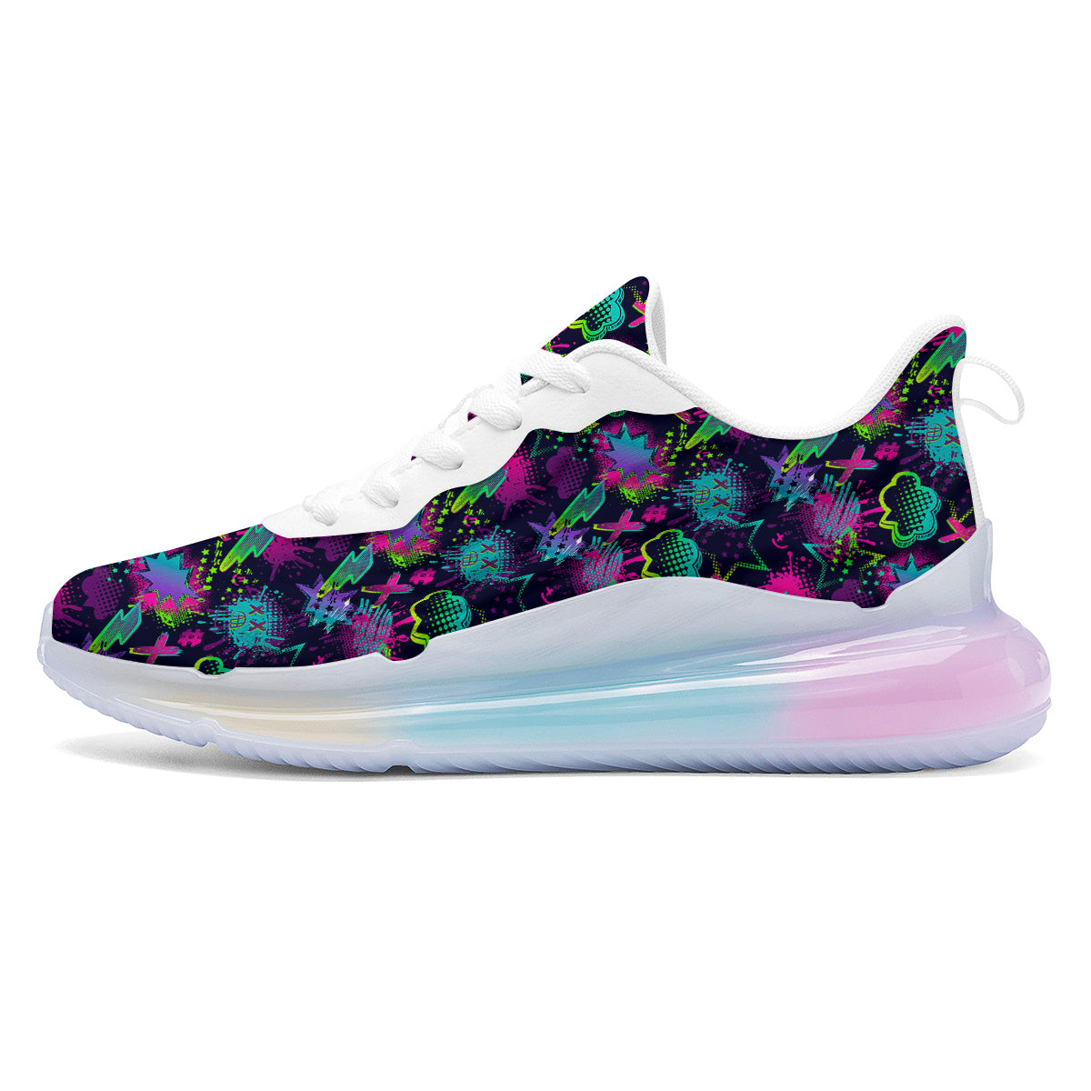 Abstract Graffiti Emoji Print Pattern Running Sneakers-grizzshop